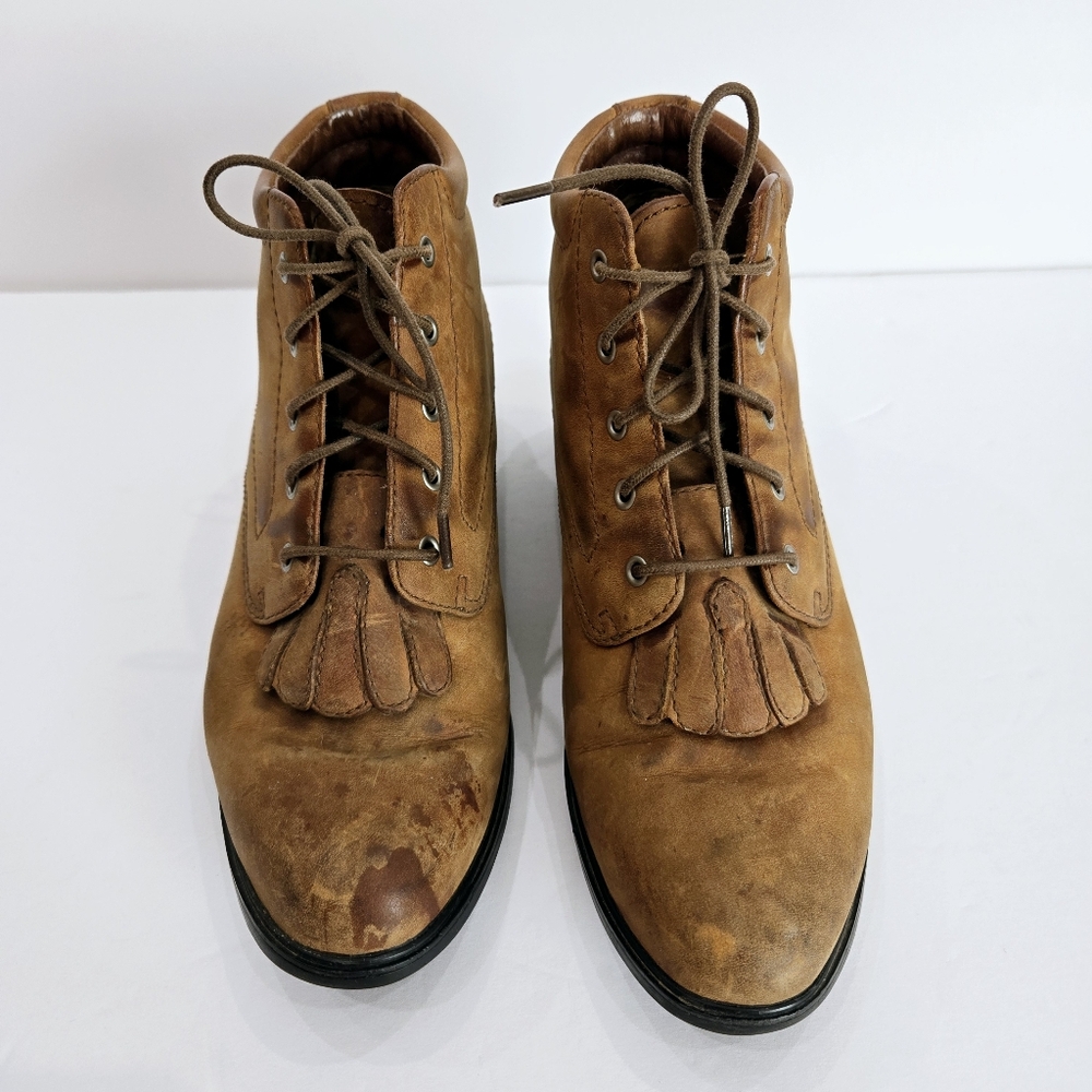 Ariat Ankle Boots Womens 6.5B Kiltie Brown Leather Lace Up